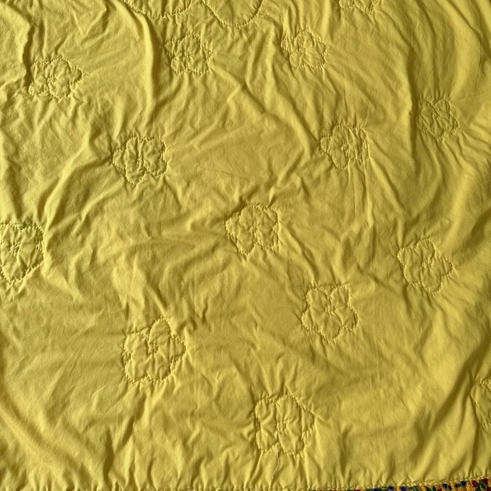 Vintage Disney Pinocchio Yellow Handmade Flower Bedding Blanket Quilt Toddler